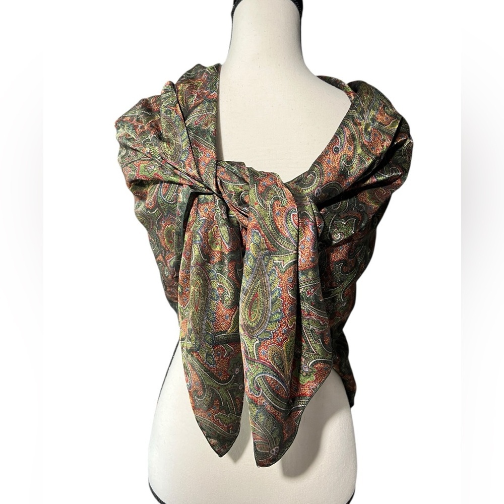 Stunning Paisley Patterned Multicolor Scarf - Lots of Shimmer, approx. 44” x 88”